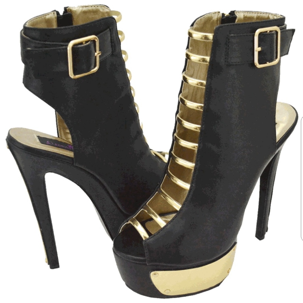 Cleopatra Black Viva-05 Sandal / Bootie Sz 8